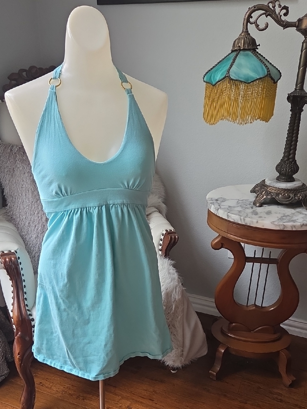 Victoria's Secret Light Blue Halter Empire Waist Dress